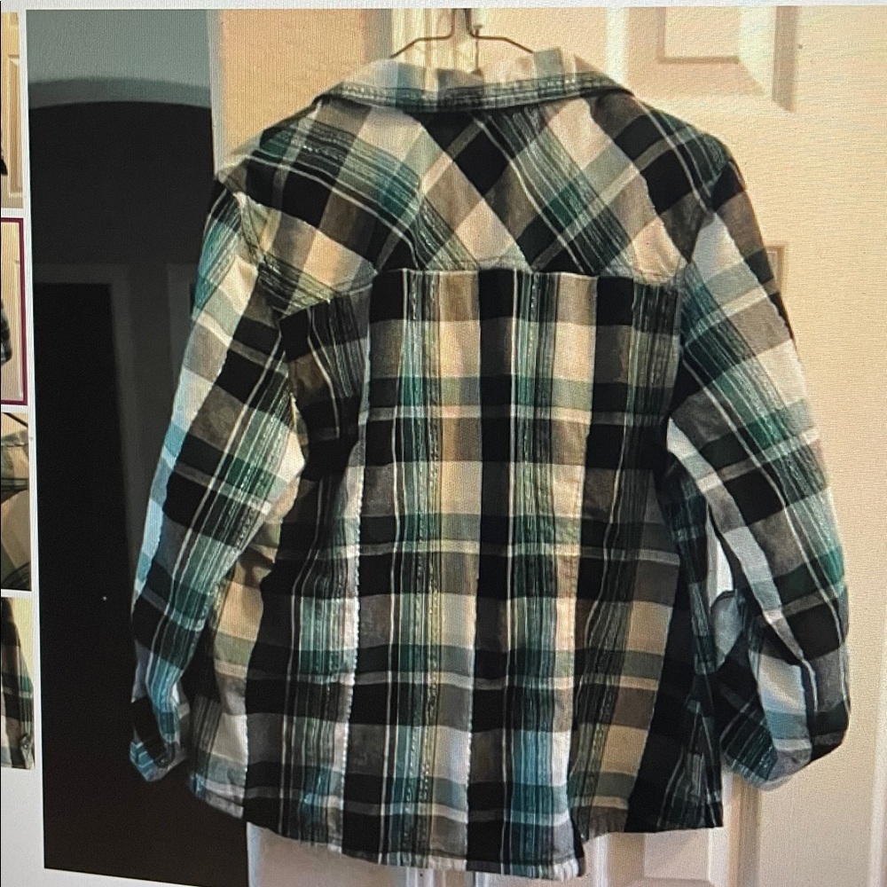 Cato plaid 3/4 Sleeve Button-Down Shirt XL - Picture 2 of 4